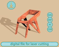 Dollhouse modern  chair - Digital Laser Cut Files, SVG plan for laser cutting, 1/6 scale furniture Chair for Doll Barbie