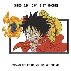 monkey d luffy embroidery design file/anime embroidery design/ anime design/ embroidery pattern/ design pes dst format