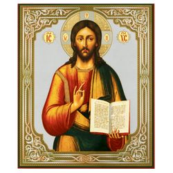 The Lord Almighty | Large XLG Silver and Gold foiled icon on wood | Orthodox - Catholic icon | Size: 15 7/8" x 13"