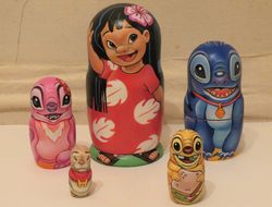 Lilo & Stitch nesting dolls matryoshka - Russian wooden dolls cartoon heroes painted