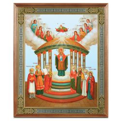 Icon of Hagia Sophia the Divine Wisdom | Big XLG Icon in wooden frame. Silver foiled, 15.7 x 13 inch (40cm x 33 x 2 cm)