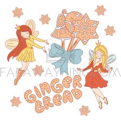 GINGERBREAD GIRLS Dessert Princess Vector Illustration Set