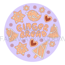 GINGERBREAD STICK Dessert Cartoon Vector Illustration Set