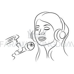 GIRL SING Music Sound Recording Online Vector Illustration
