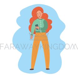 GIRL TAKE MESSAGE Flat Design Business Vector Illustration