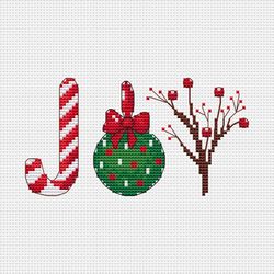 JOY cross stitch pattern PDF Cross Stitch Pattern Christmas present embroidery New Year counted chart Christmas pattern