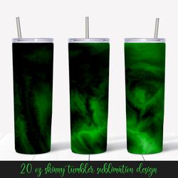 Green Black Marble Tumbler Sublimation Wrap. Abstract Tumbler Design
