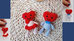 2 Crochet Pattern small toys - key chains , Crochet Pattern Mini Toys, Bag Charm, Car Decor, Keychain pattern, Heart Key