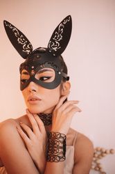 Rabbit mask, Leather mask for sex, Sexy mask, Leather belts, Bunny costume, Bdsm mask, Bunny mask, Hot Craft