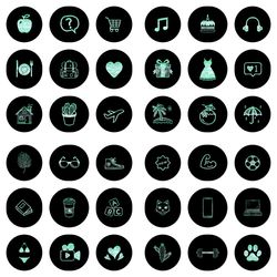72 lifestyle black and green highlight instagram icons. Beautiful black social media icons. Digital download.