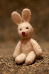 Handmade toy wool felting rabbit