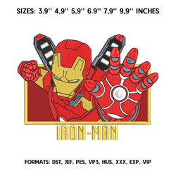 Iron Man Embroidery Design File/ Marvel Anime Embroidery Design/ Machine Embroidery/ Design Pes Dst