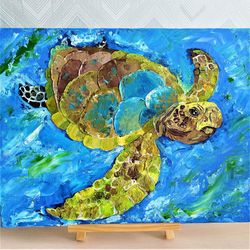 Sea turtle acrylic painting on canvas wall artwork decor