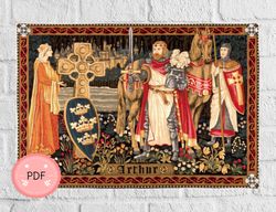 King Arthur with Camelot Cross Stitch Pattern , Pdf, Instant Download , X Stitch Chart , Famous Paintings