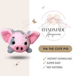 Pia the cute Pig amigurumi doll pattern for your children's, Cute amigurumi pattern, Doll pattern crochet