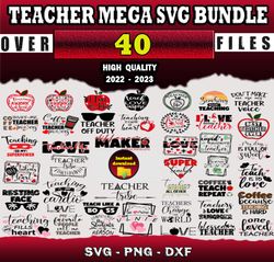 40 TEACHER MEGA SVG BUNDLE - SVG, PNG, DXF, EPS, PDF Files For Print And Cricut