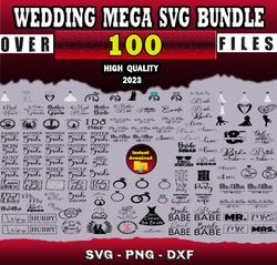 100 WEDDING SVG BUNDLE - SVG, PNG, DXF, EPS, PDF Files For Print And Cricut