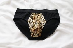 Black Leopard Mens Cotton Front Pouch Brief - Zion - couples matching underwear