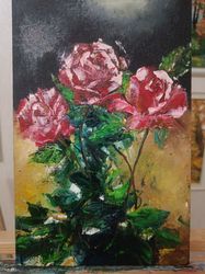 Roses Original Painting Floral Art handmade