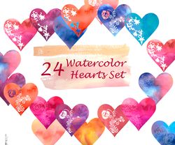 Watercolor hearts collection