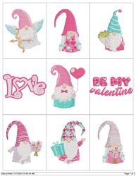 Collection Valentine's Day Gnomes Embroidery Machine Designs