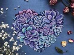 Succulent heart for cross stitch pattern
