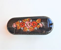 Russian floral glasses case hand painted - eyeglasss case hard