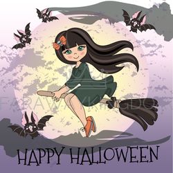 HAPPY HALLOWEEN Spooky Holiday Cartoon Vector Illustration Set