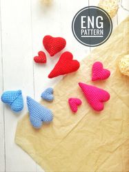Amigurumi Heart Crochet pattern. Keychain Amigurumi heart 3 size. DIY gift Valentine's day or gift
