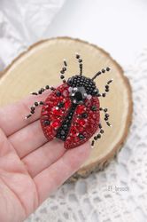 Ladybug Brooch Embroidered brooch pin ladybug handmade ladybug jewelry Handmade Gift Brooch