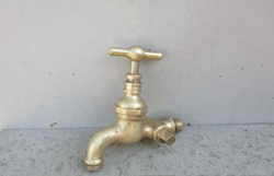Old massive big brass water tap vintage, Soviet plumbing antique bronze spigot fauset, Steampunk