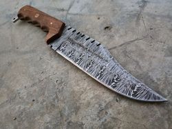 Handmade Damascus bowie knife with sheath Fixed blade hunting knife for Survival Ergonomic Walnut wood handle handmade