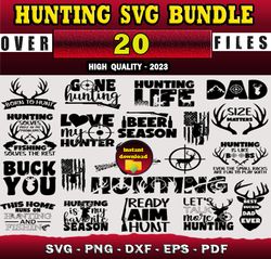 20 HUNTING SVG BUNDLE - SVG, PNG, DXF, EPS, PDF Files For Print And Cricut
