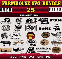 25 FARMHOUSE SVG BUNDLE - SVG, PNG, DXF, EPS, PDF Files For Print And Cricut