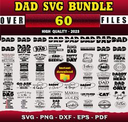 60 DAD SVG BUNDLE - SVG, PNG, DXF, EPS, PDF Files For Print And Cricut