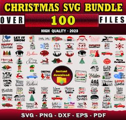 100 CHRISTMAS SVG BUNDLE - SVG, PNG, DXF, EPS, PDF Files For Print And Cricut