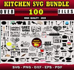 100 KITCHEN SVG BUNDLE - SVG, PNG, DXF, EPS, PDF Files For Print And Cricut