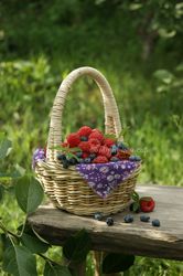 Raspberry basket picture download, fruit still life photography, fruit photo digital, rustic style art photography