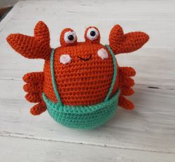 Hand Crochet Funny Crab Stuffed Toys Animals Sea Plush Toys Knit Amigurumi Gift