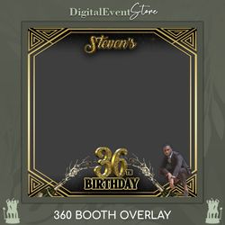 360 Birthday Man Photobooth Overlay Videobooth Template Custom 360 Slomo Overlay 360 Photo Booth BDay 360 Gold Frame