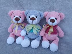 crochet cuddle bear toy / amigurumi toy / hug you happy bear / toddler toy / newborn gift / handmade