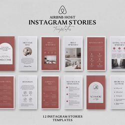 Airbnb Instagram Templates, 12 Story templates, Canva template, welcome book, instagram template, airbnb signs