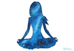 Meditation Painting Yoga Watercolor Space Original Art 12 by 8 Spiritual Wall Art Milky Way