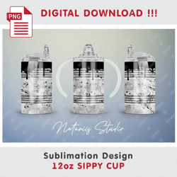 Dirty Oil Drum Seamless Sublimation Pattern - 12oz SIPPY CUP - Full Cup Wrap