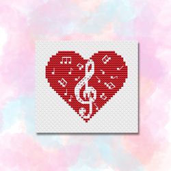 Heart music Cross stitch pattern