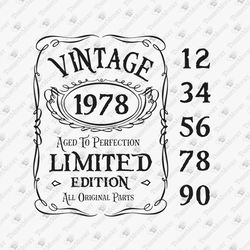 Vintage Premium Aged To Perfection Funny Anniversary Birthday Template SVG Cut File