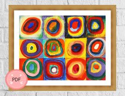 Cross Stitch Pattern, Squares with Concentric Circles , Vassily Kandinsky ,Pdf,Instant Download ,Full Coverage