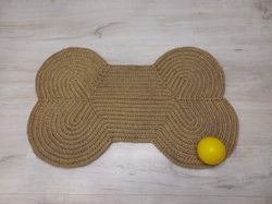 Jute pet rug Bone shape Mat pet Placemat or scratching post Coaster