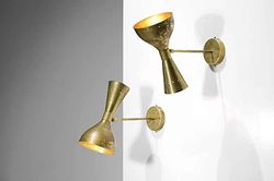 Short Wall Mid Century Modern Polished Brass Sputnik chandelier light Fixture