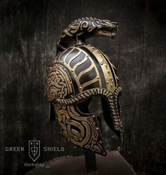 ARP 18GA Steel Medieval Knight Turin's Helmet- Dragon-helmet Viking Helmet